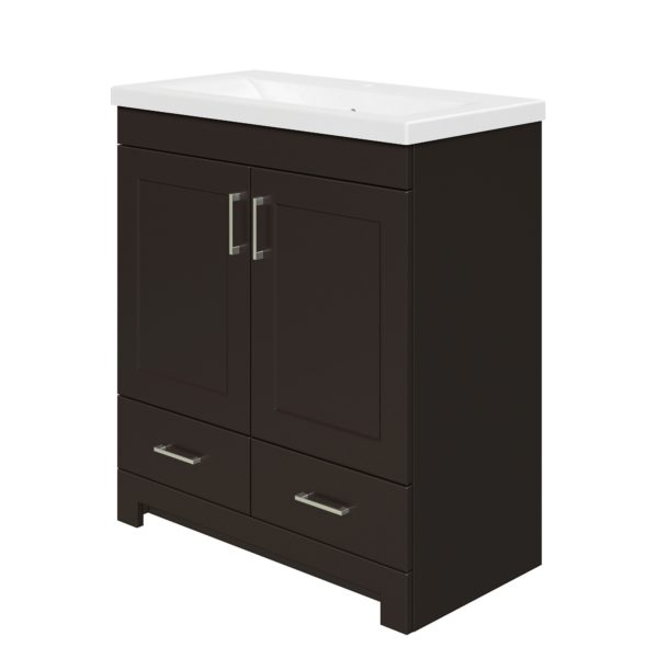 Southernwood 30-1/8"W x 15-1/2"D Cafecito Bean Vanity and White Ceramic Vanity Top with Rectangular Integrated Bowl