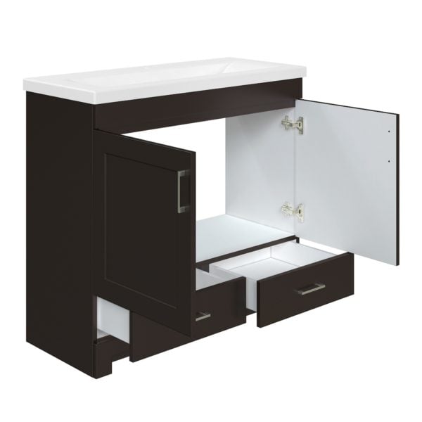 Southernwood 36"W x 15-1/2"D Cafecito Bean Vanity and White Ceramic Vanity Top with Rectangular Integrated Bowl