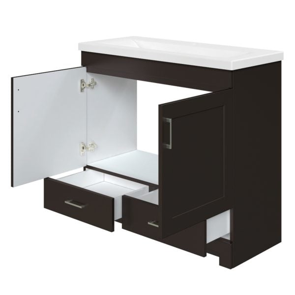 Southernwood 36"W x 15-1/2"D Cafecito Bean Vanity and White Ceramic Vanity Top with Rectangular Integrated Bowl