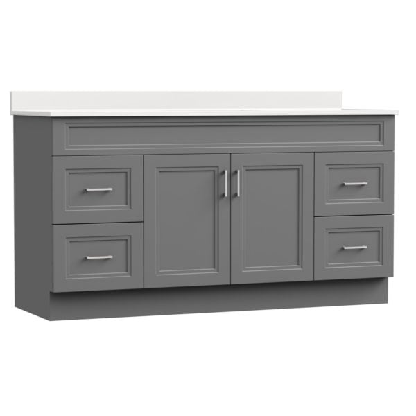 Strattford 60"W x 21"D Matte Pewter Bathroom Vanity Cabinet