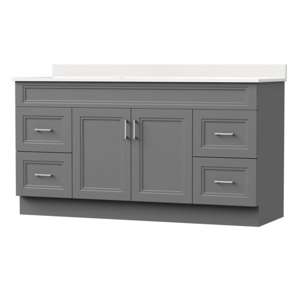 Strattford 60"W x 21"D Matte Pewter Bathroom Vanity Cabinet