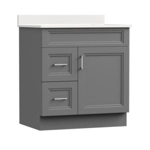 Strattford 30"W x 21 3/4"D x 32"H Matte Pewter Bathroom Vanity Cabinet