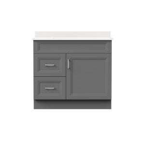 Strattford 36"W x 21 3/4"D x 32"H Matte Pewter Bathroom Vanity Cabinet