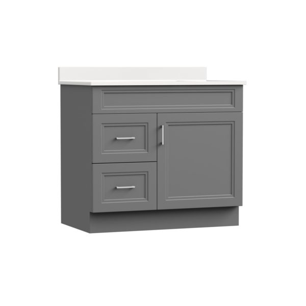 Strattford 36"W x 21 3/4"D x 32"H Matte Pewter Bathroom Vanity Cabinet