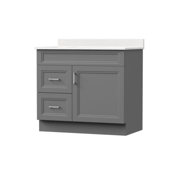 Strattford 36"W x 21 3/4"D x 32"H Matte Pewter Bathroom Vanity Cabinet