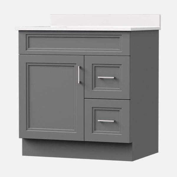 Strattford 30"W x 21"D x 32"H Matte Pewter Bathroom Vanity Cabinet