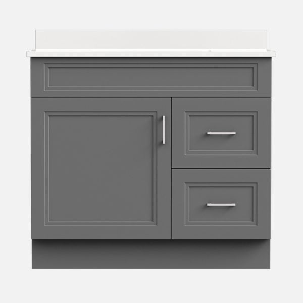 Strattford 36"W x 21"D Matte Pewter Bathroom Vanity Cabinet