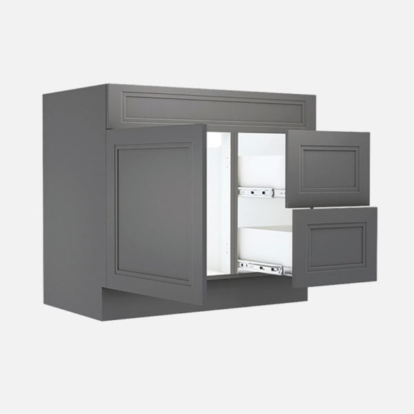 Strattford 36"W x 21"D Matte Pewter Bathroom Vanity Cabinet