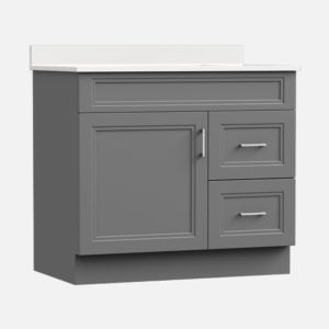 Strattford 36"W x 21"D Matte Pewter Bathroom Vanity Cabinet