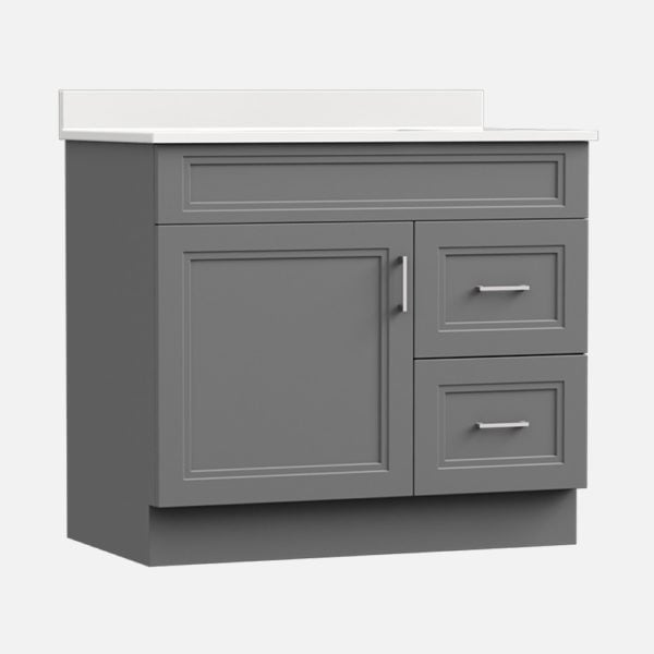 Strattford 36"W x 21"D Matte Pewter Bathroom Vanity Cabinet