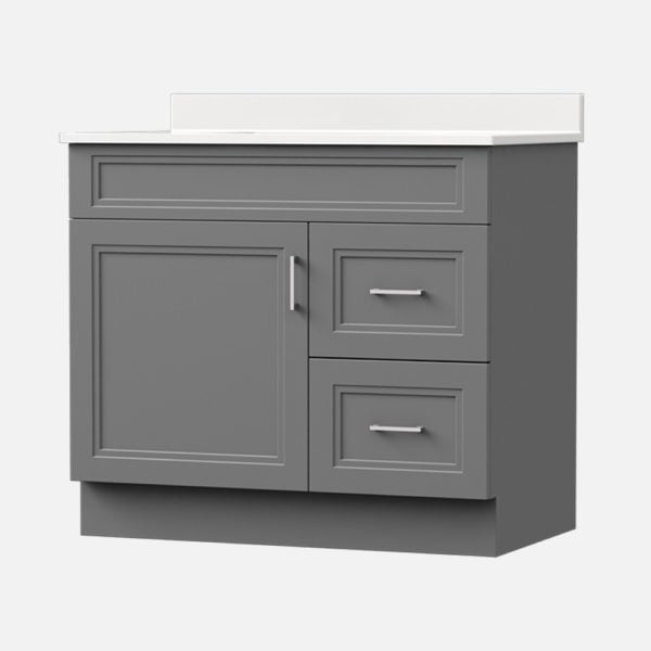 Strattford 36"W x 21"D Matte Pewter Bathroom Vanity Cabinet