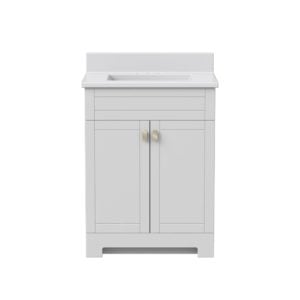 Uptown 25"W x 19"D x 33"H Cotton White Vanity and White Vanity Top with Integrated Sink