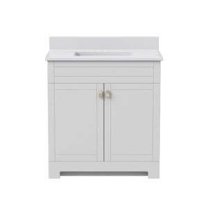 Uptown 31"W x 19"D x 33"H Cotton White Vanity and White Vanity Top with Integrated Sink