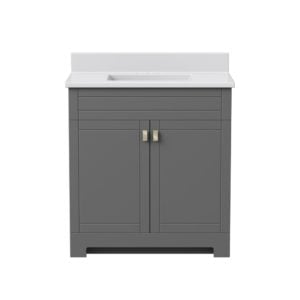 Uptown 31"W x 19"D x 33"H Matte Pewter Vanity and White Vanity Top with Integrated Sink