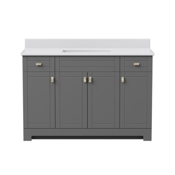 Uptown 49"W x 19"D x 33"H Matte Pewter Vanity and White Vanity Top with Integrated Sink