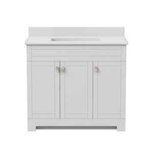 Uptown 37"W x 19"D x 33"H Cotton White Vanity and White Vanity Top with Integrated Sink