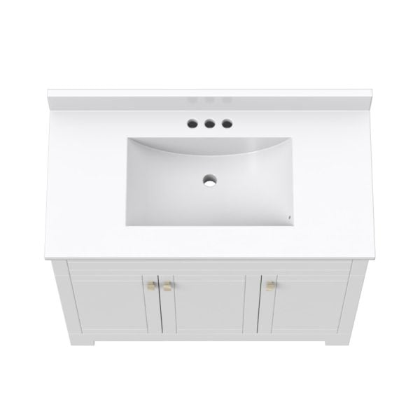 Uptown 37"W x 19"D x 33"H Cotton White Vanity and White Vanity Top with Integrated Sink