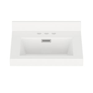 White Rectangle 19"W x 17"D White Cultured Marble Vanity Top with Rectangular Integrated Bowl