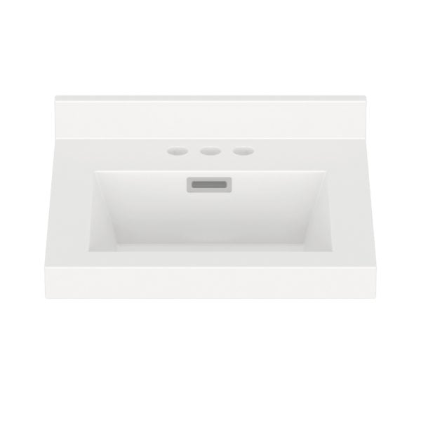 White Rectangle 19"W x 17"D White Cultured Marble Vanity Top with Rectangular Integrated Bowl