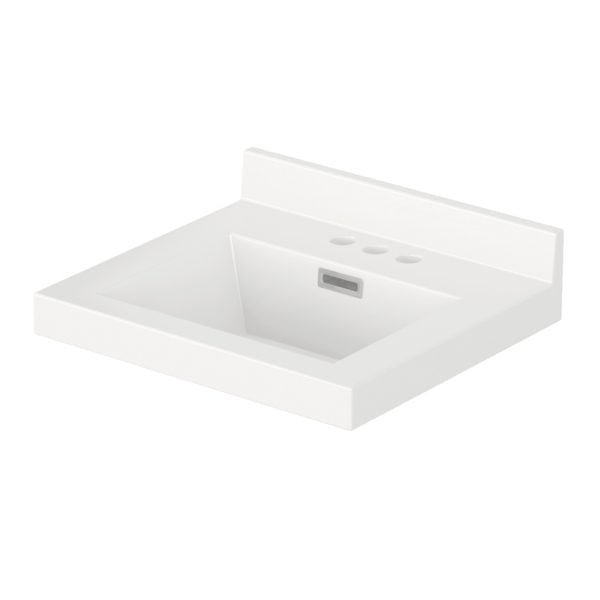 White Rectangle 19"W x 17"D White Cultured Marble Vanity Top with Rectangular Integrated Bowl