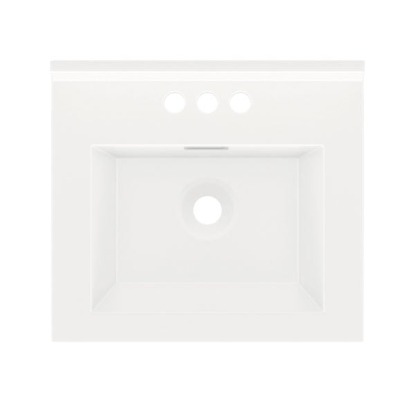 White Rectangle 19"W x 17"D White Cultured Marble Vanity Top with Rectangular Integrated Bowl