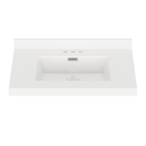 White Rectangle 31"W x 22"D White Cultured Marble Vanity Top with Rectangular Integrated Bowl