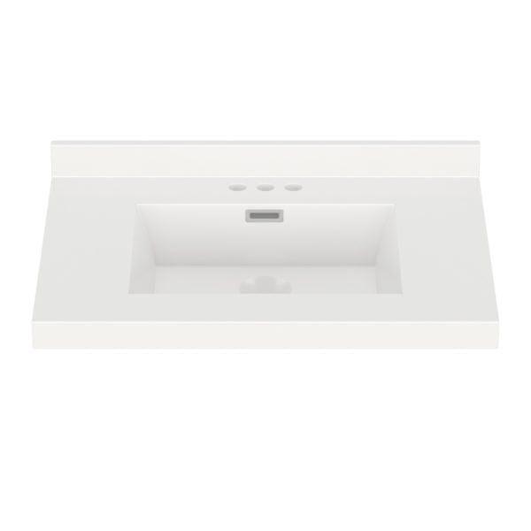 White Rectangle 31"W x 22"D White Cultured Marble Vanity Top with Rectangular Integrated Bowl