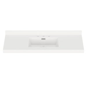 White Rectangle  49"W x 22"D White Cultured Marble Vanity Top with Rectangular Integrated Bowl