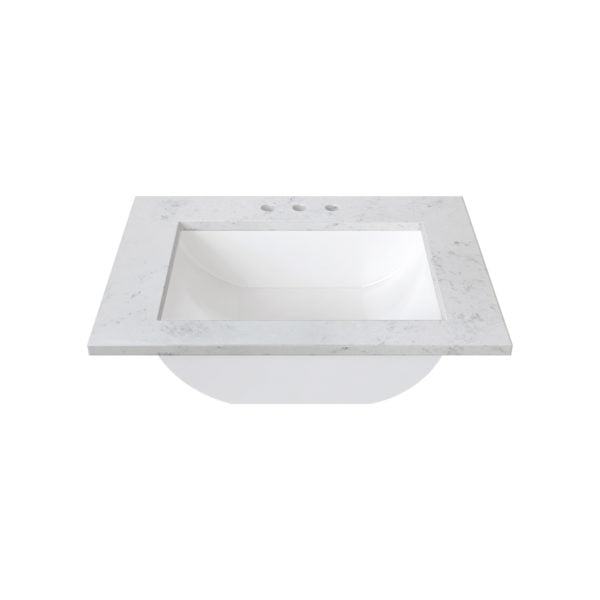 White Sage 25 in. W x 22 in. D Cultured Marble Rectangular Undermount Single Basin Vanity Top