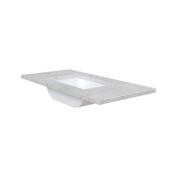 White Sage 37 in. W x 22 in. D Cultured Marble Rectangular Undermount Single Basin Vanity Top