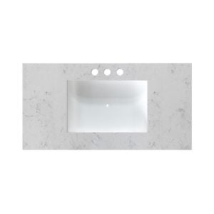 White Sage 37 in. W x 22 in. D Cultured Marble Rectangular Undermount Single Basin Vanity Top