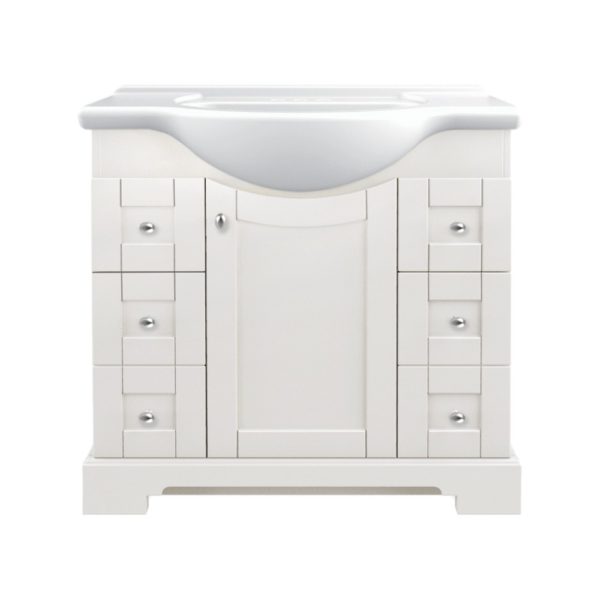 Weigela 34"W x 18-7/8"D x 33-1/2"H Cotton White Vanity and White Porcelain Vanity Top