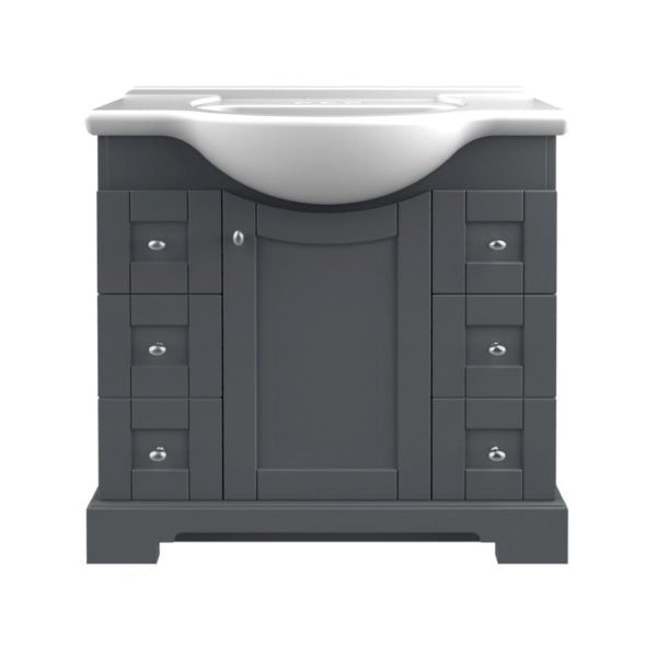 Weigela 34"W x 18-7/8"D x 33-1/2"H Night Gray Vanity and White Porcelain Vanity Top