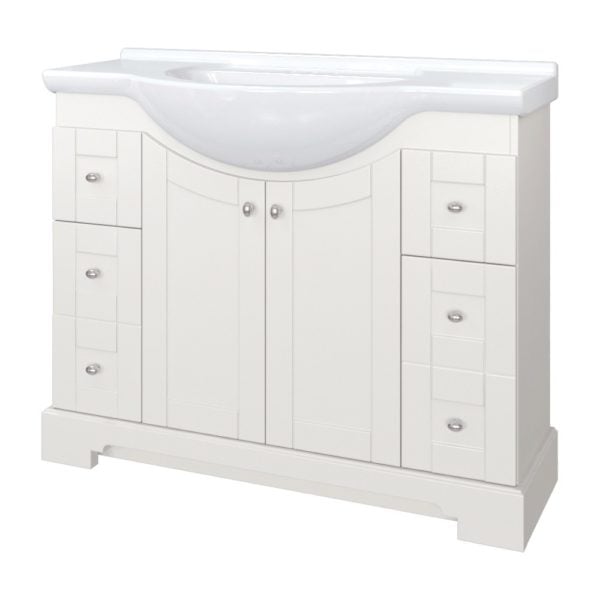 Weigela 41-1/2"W x 19-7/8"D x 33-1/2"H Cotton White Vanity and White Porcelain Vanity top