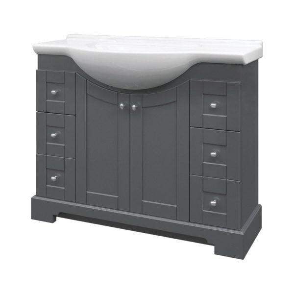 Weigela 41-1/2"W x 19-7/8"D x 33-1/2"H Night Gray Vanity and White Porcelain Vanity Top