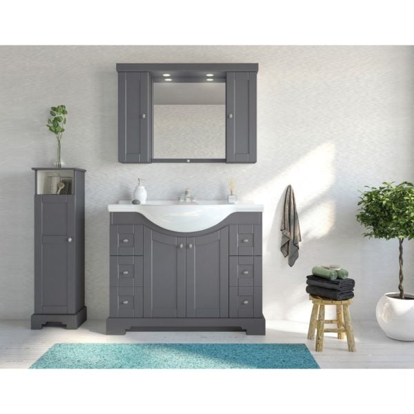 Weigela 41-1/2"W x 19-7/8"D x 33-1/2"H Night Gray Vanity and White Porcelain Vanity Top