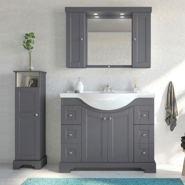 Weigela 13"W x 10-3/8"D x 47-1/8"H Night Gray Linen Cabinet