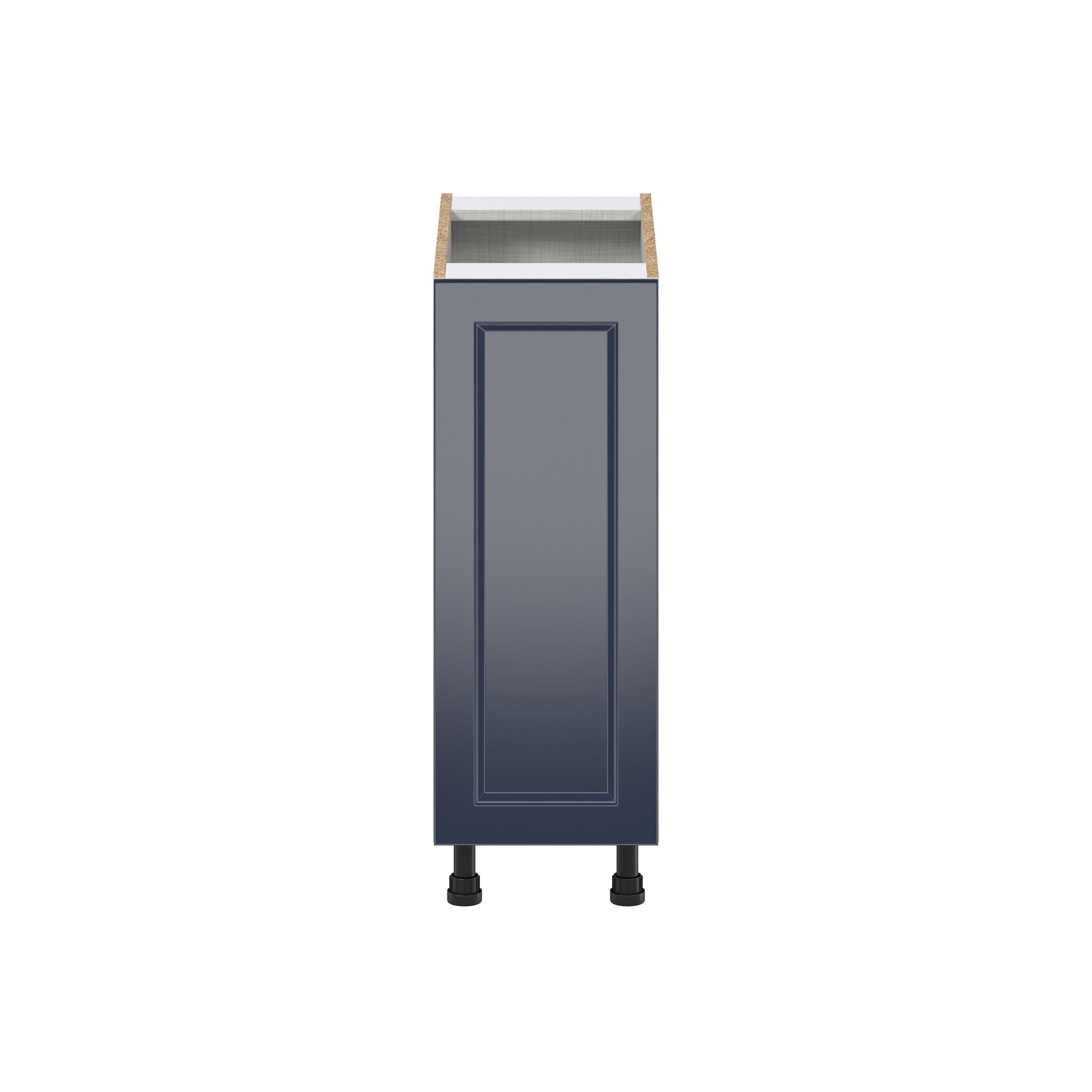 Camellia Painted Midnight Blue Recessed Assembled Full High Door with Pull Out Left Spice Rack Kitchen Cabinet (12 in. W x 34.5 in. H x 24 in. D)