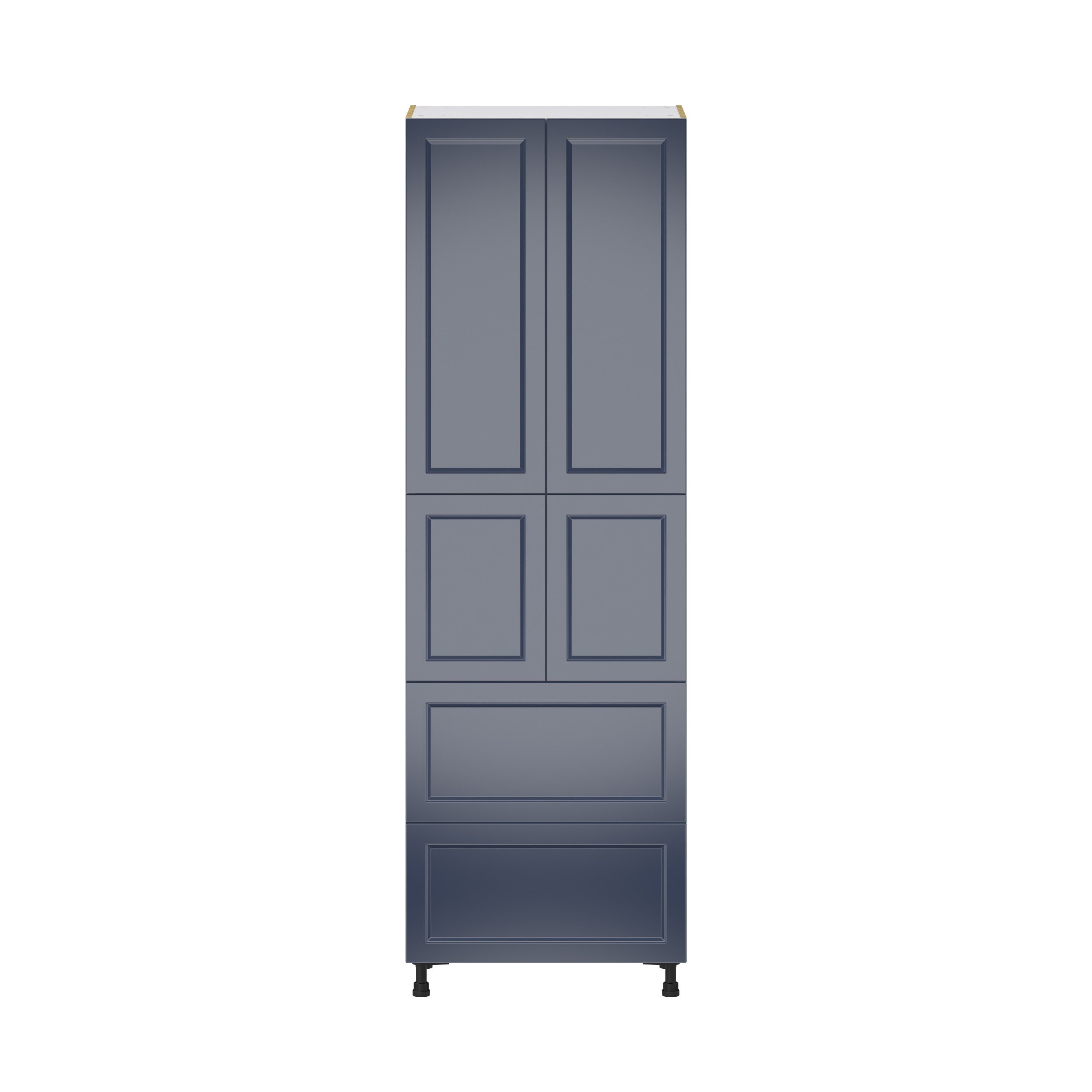 Camellia Painted Midnight Blue Recessed Assembled Pantry Cabinet 4 Doors with 2 Drawers and 2 Inner Drawers (30 in. W X 94.5 in. H X 24 in. D)