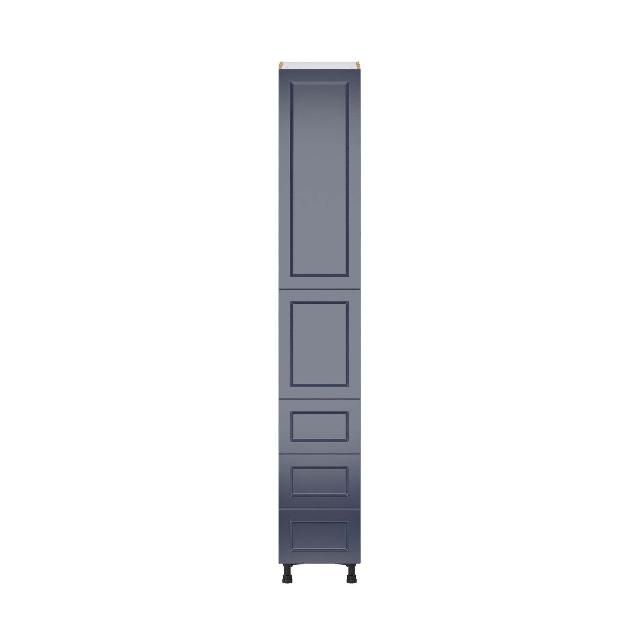 Camellia Painted Midnight Blue Recessed Assembled Pantry Cabinet 2 Doors with 3 Drawers and 2 Inner Drawers (15 in. W X 94.5 in. H X 24 in. D)