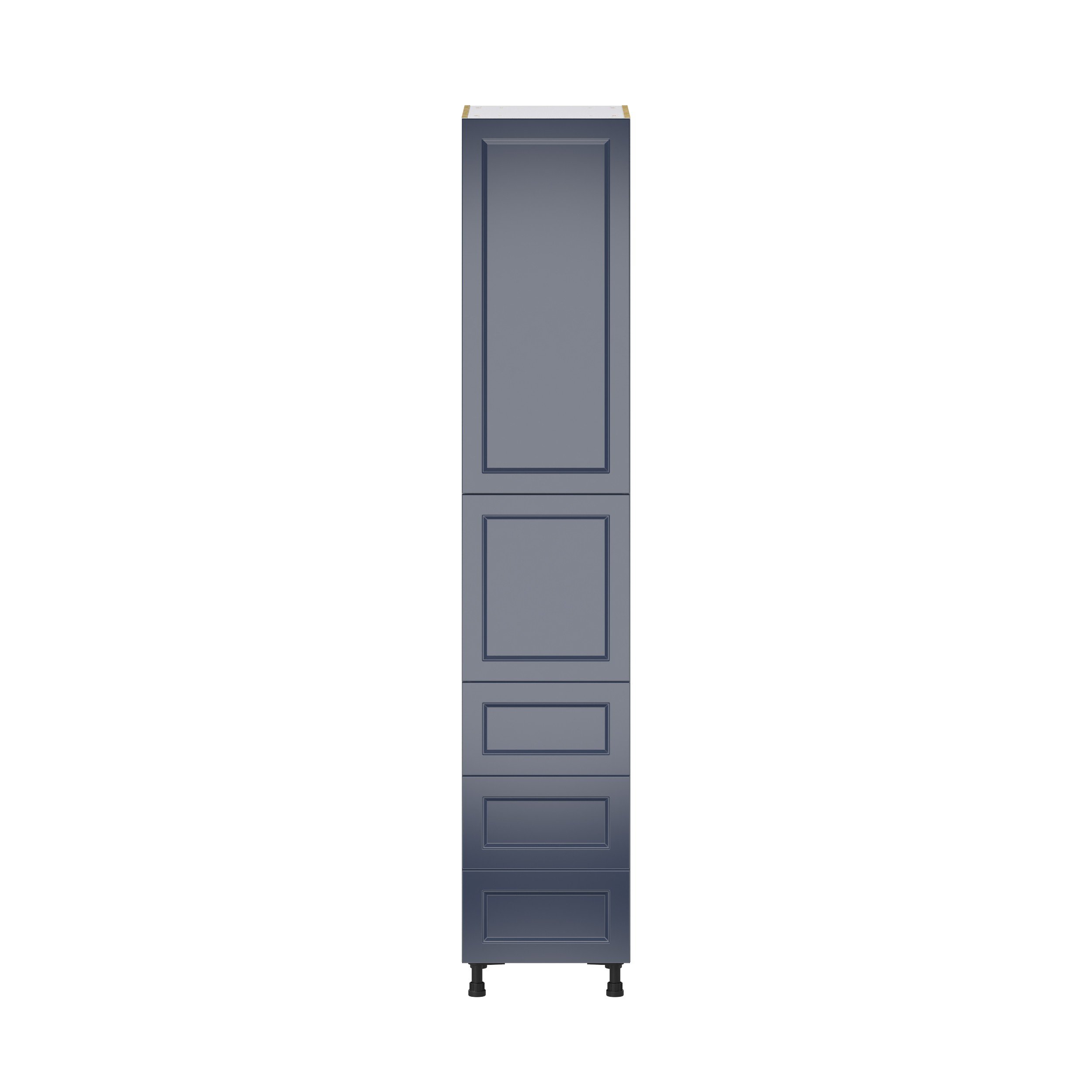 Camellia Painted Midnight Blue Recessed Assembled Pantry Cabinet 1 Doors with 3 Drawers and 2 Inner Drawers (18 in. W X 94.5 in. H X 24 in. D)