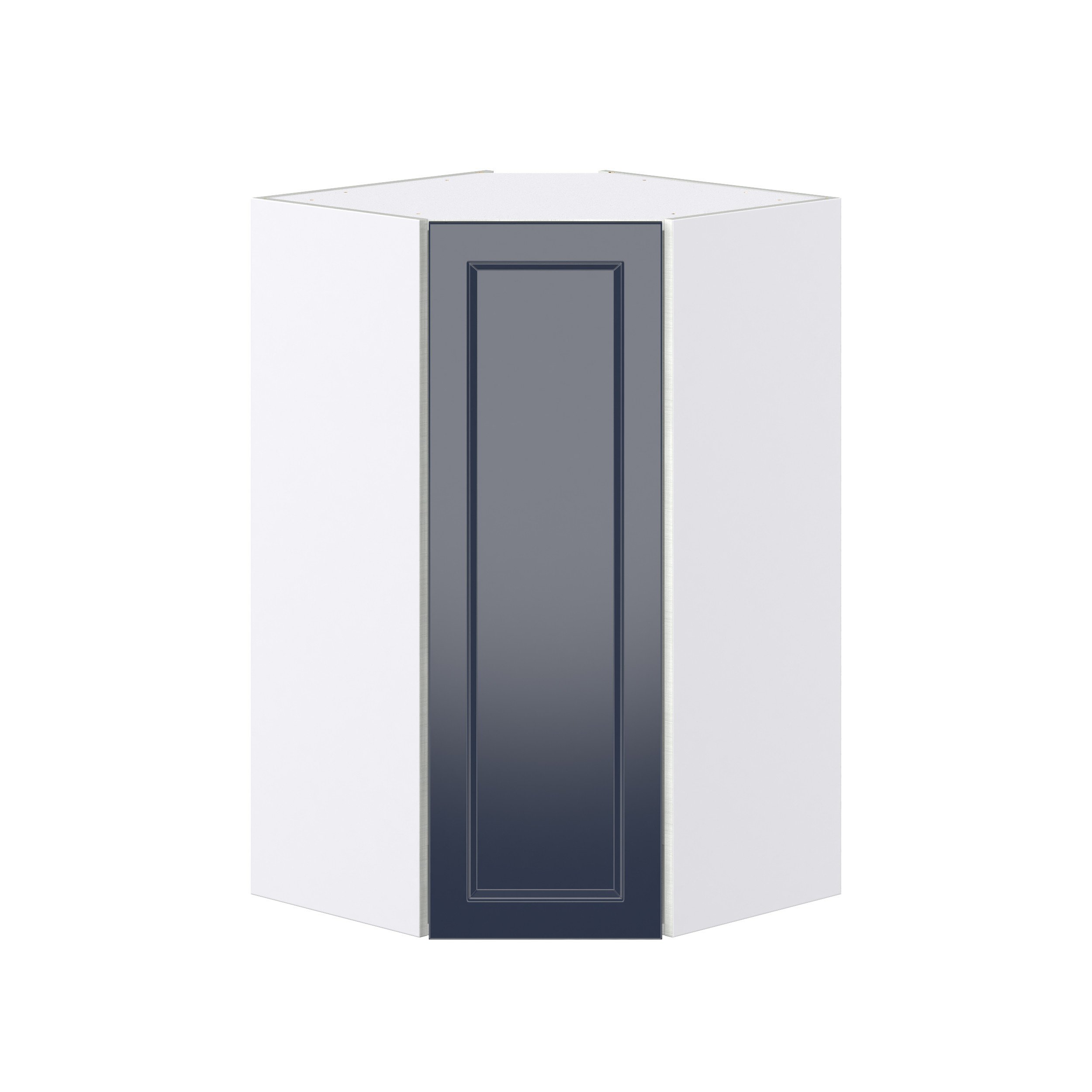 Camellia Painted Midnight Blue Recessed Assembled Wall Diagonal Corner Cabinet with a Door (24 in. W x 40 in. H x 24 in. D)