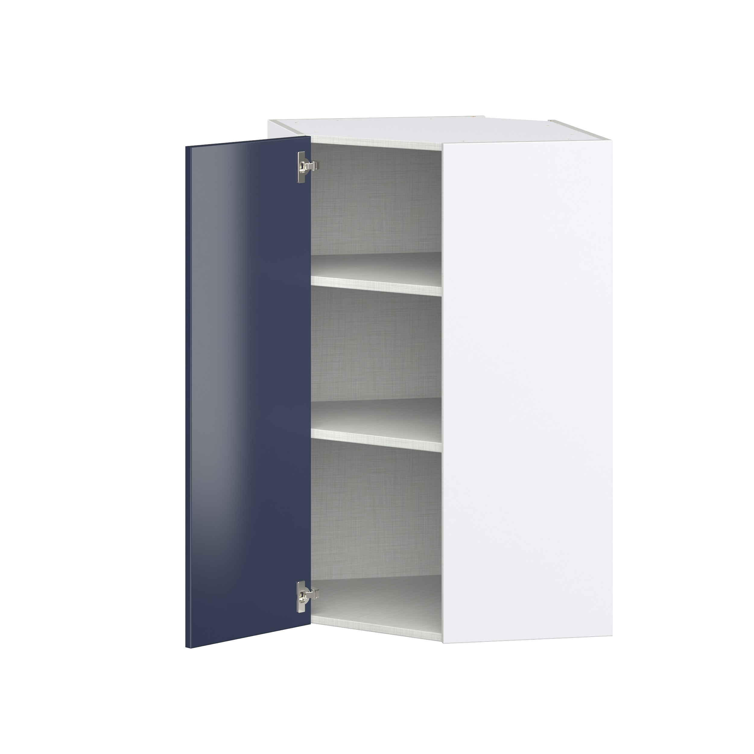 Camellia Painted Midnight Blue Recessed Assembled Wall Diagonal Corner Cabinet with a Door (24 in. W x 40 in. H x 24 in. D)