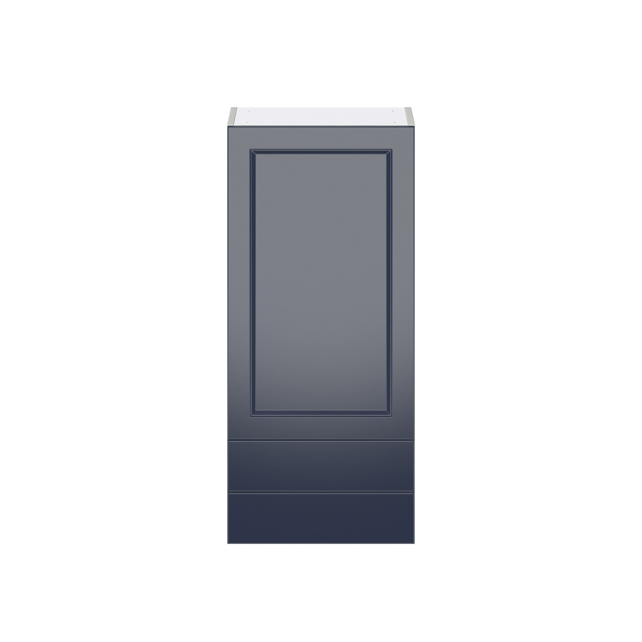 Camellia Painted Midnight Blue Recessed Assembled Wall Cabinet with a Door and Two 5 in. Drawers (18 in. W x 40 in. H x 14 in. D)