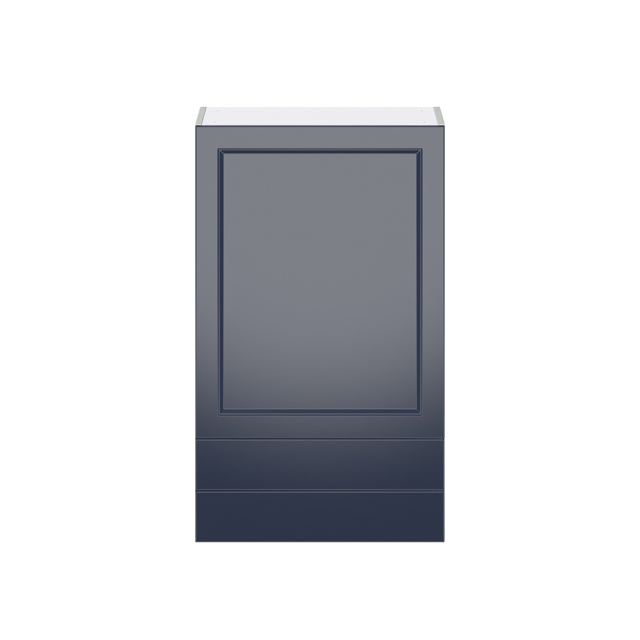 Camellia Painted Midnight Blue Recessed Assembled Wall Cabinet with a Door and Two 5 in. Drawers (24 in. W x 40 in. H x 14 in. D)