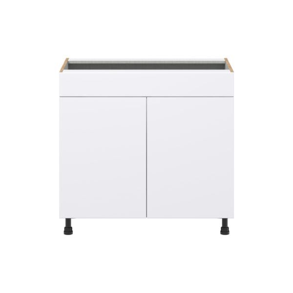 Dahlia Bright White  Shaker Assembled Sink Base Cabinet with 2 Doors and 1 False Front (36 in. W x 34.5 in. H x 24 in. D)