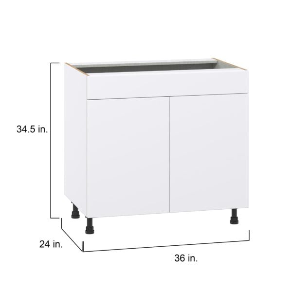 Dahlia Bright White  Shaker Assembled Sink Base Cabinet with 2 Doors and 1 False Front (36 in. W x 34.5 in. H x 24 in. D)