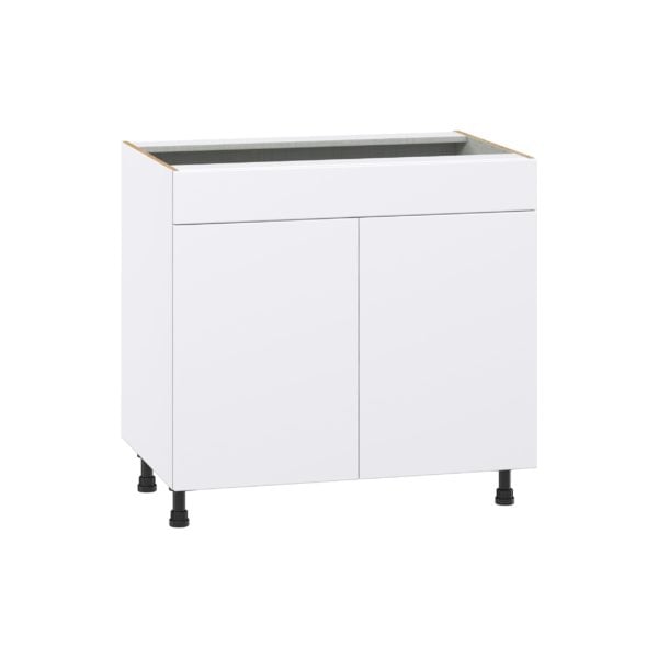 Dahlia Bright White  Shaker Assembled Sink Base Cabinet with 2 Doors and 1 False Front (36 in. W x 34.5 in. H x 24 in. D)