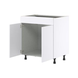 Dahlia Bright White  Shaker Assembled Sink Base Cabinet with 2 Doors and 1 False Front (30 in. W x 34.5 in. H x 24 in. D)