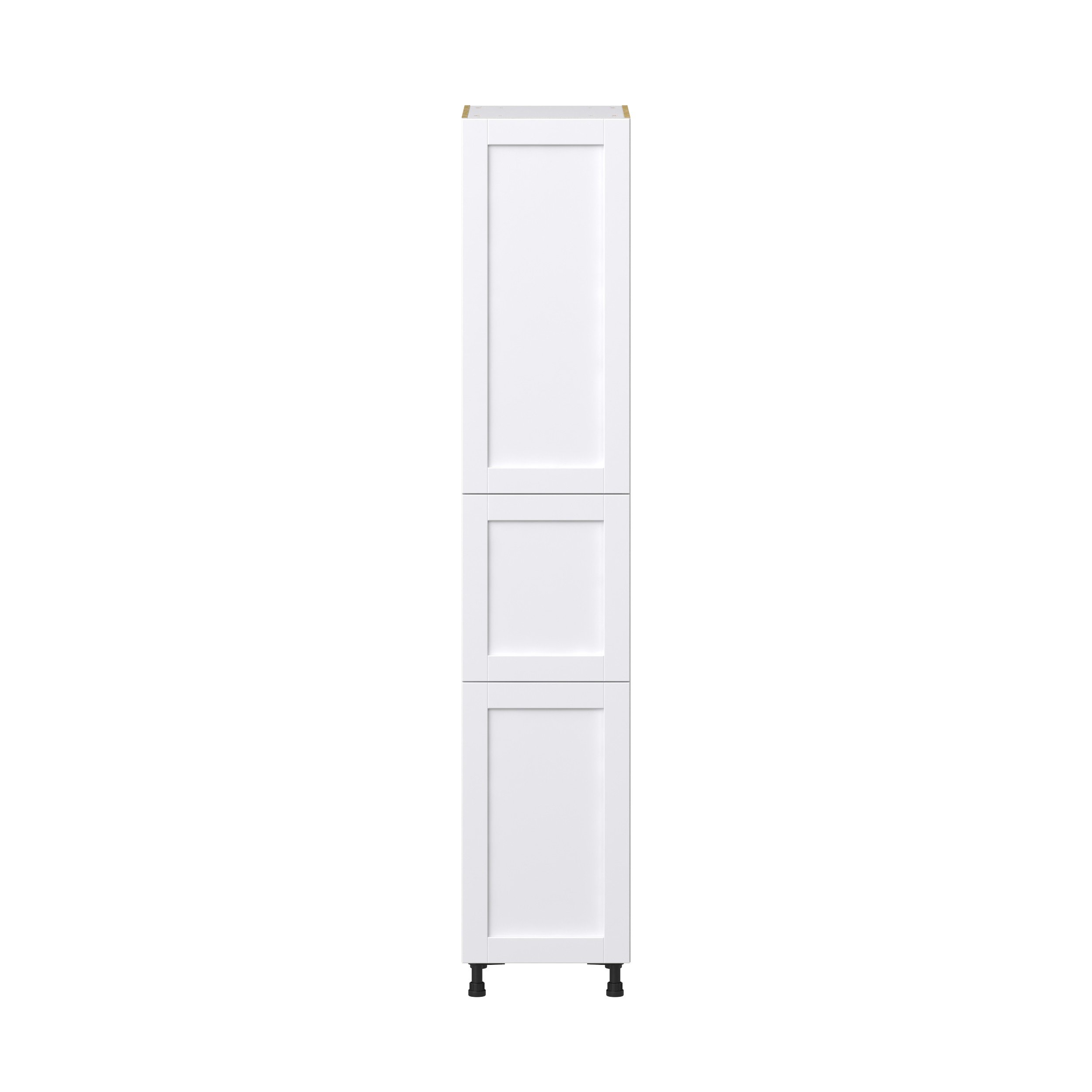 Dahlia Bright White Shaker Assembled Pantry Cabinet with 2 Doors and 3 Inner Drawers (18 in. W X 94.5 in. H X 24 in. D)